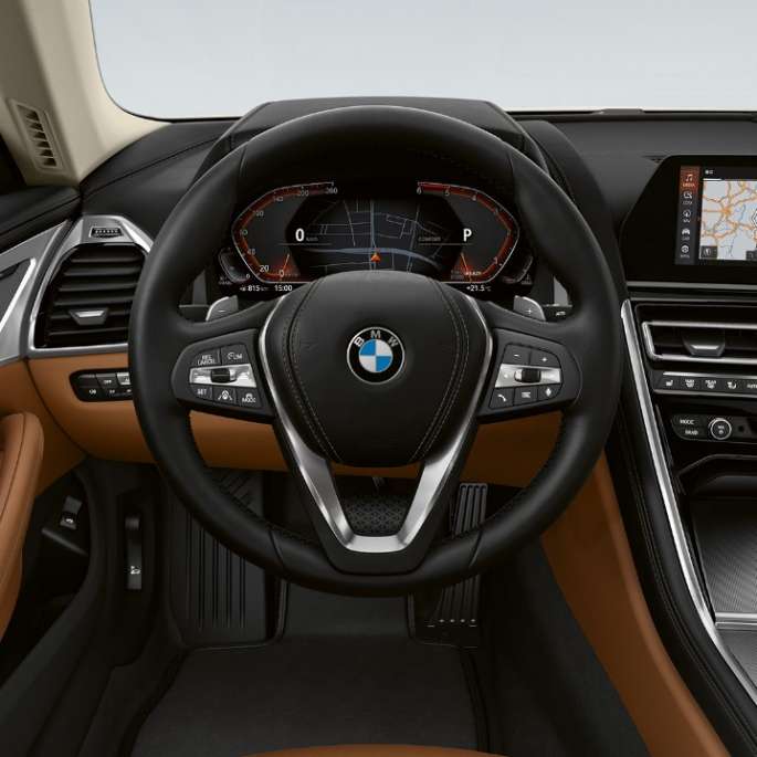Tmavé obložení interiéru Aluminium Mesh effect. BMW řady 8 Coupé, kokpit, tmavé obložení interiéru Aluminium Mesh effect.