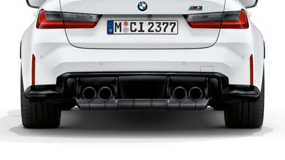 M sportovní výfukový systém BMW M3 Competition Sedan G80 2020 BMW M3 Competition Sedan G80 2020 M sportovní výfukový systém při pohledu zezadu