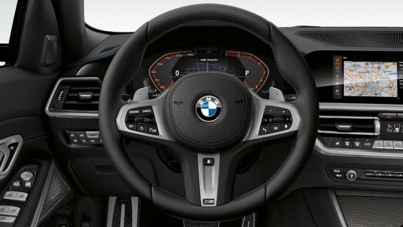 Variabilní sportovní řízení kokpit BMW M340i xDrive Sedan G20 2020 Variabilní sportovní řízení BMW M340i xDrive Sedan G20 2020 metalický lak Sapphire Black (černá) kokpit interiér