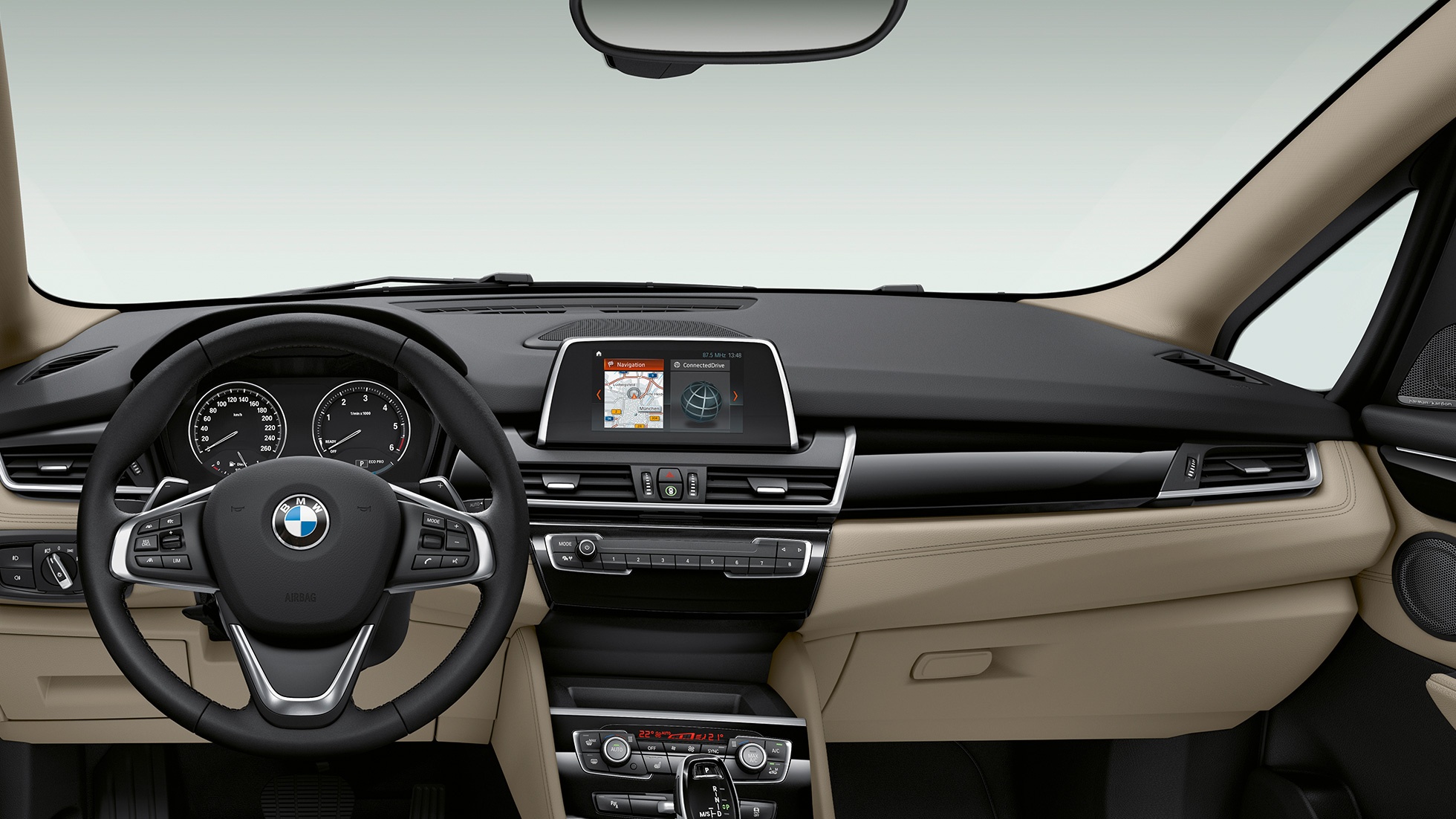 Kokpit BMW řady 2 Gran Tourer Model Sport Line Kokpit BMW řady 2 Gran Tourer 220d Model Sport Line F46 2018 interiér