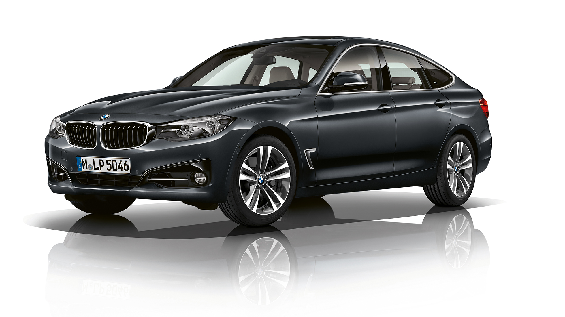 BMW řady 3 Gran Turismo, tříčtvrteční pohled zpředu na Model Sport Line BMW řady 3 Gran Turismo, tříčtvrteční pohled zpředu na Model Sport Line