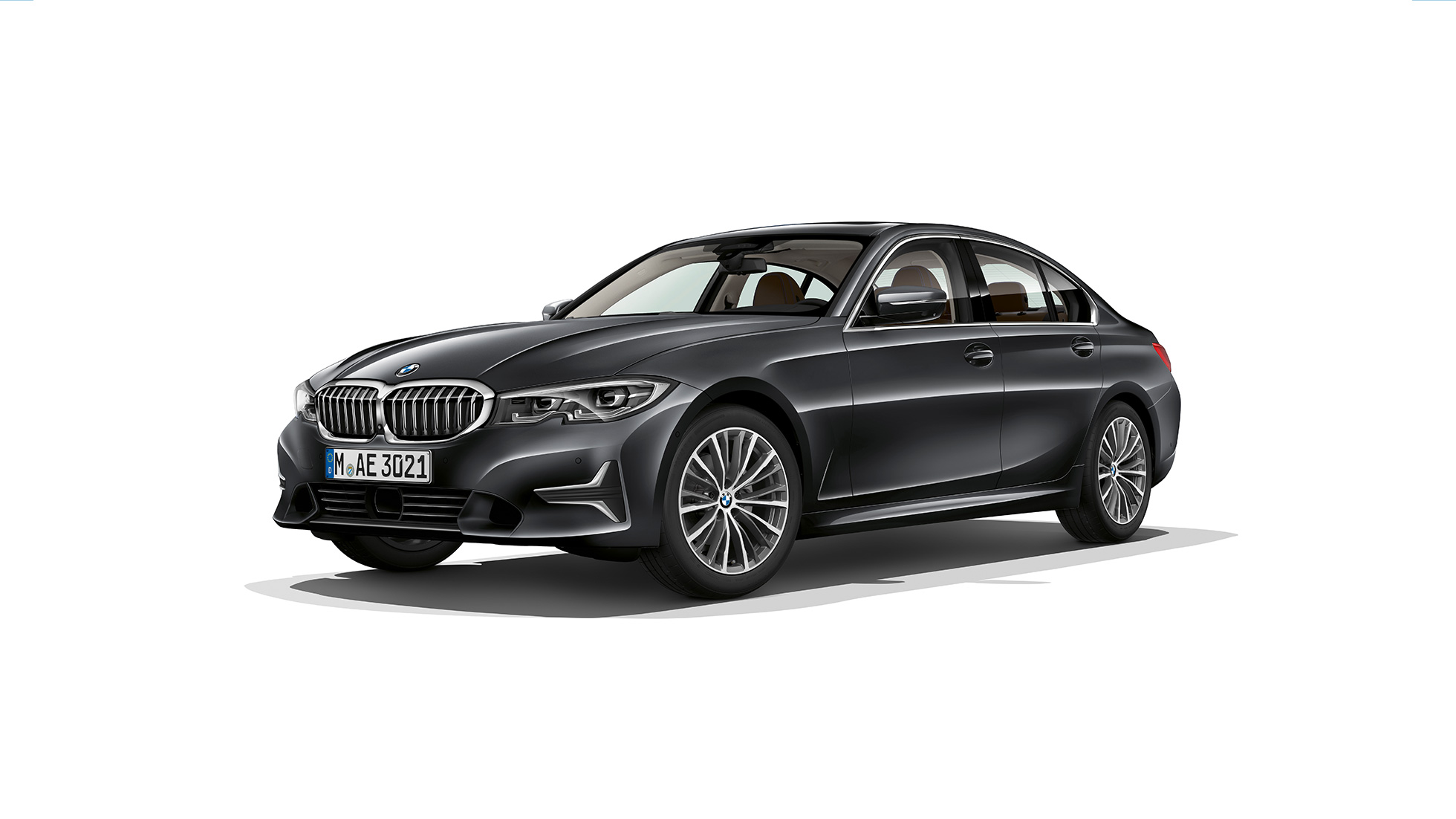 BMW řady 3 Sedan, Model Luxury Line Pohled z boku na stojící BMW řady 3 Sedan v provedení Model Luxury Line.