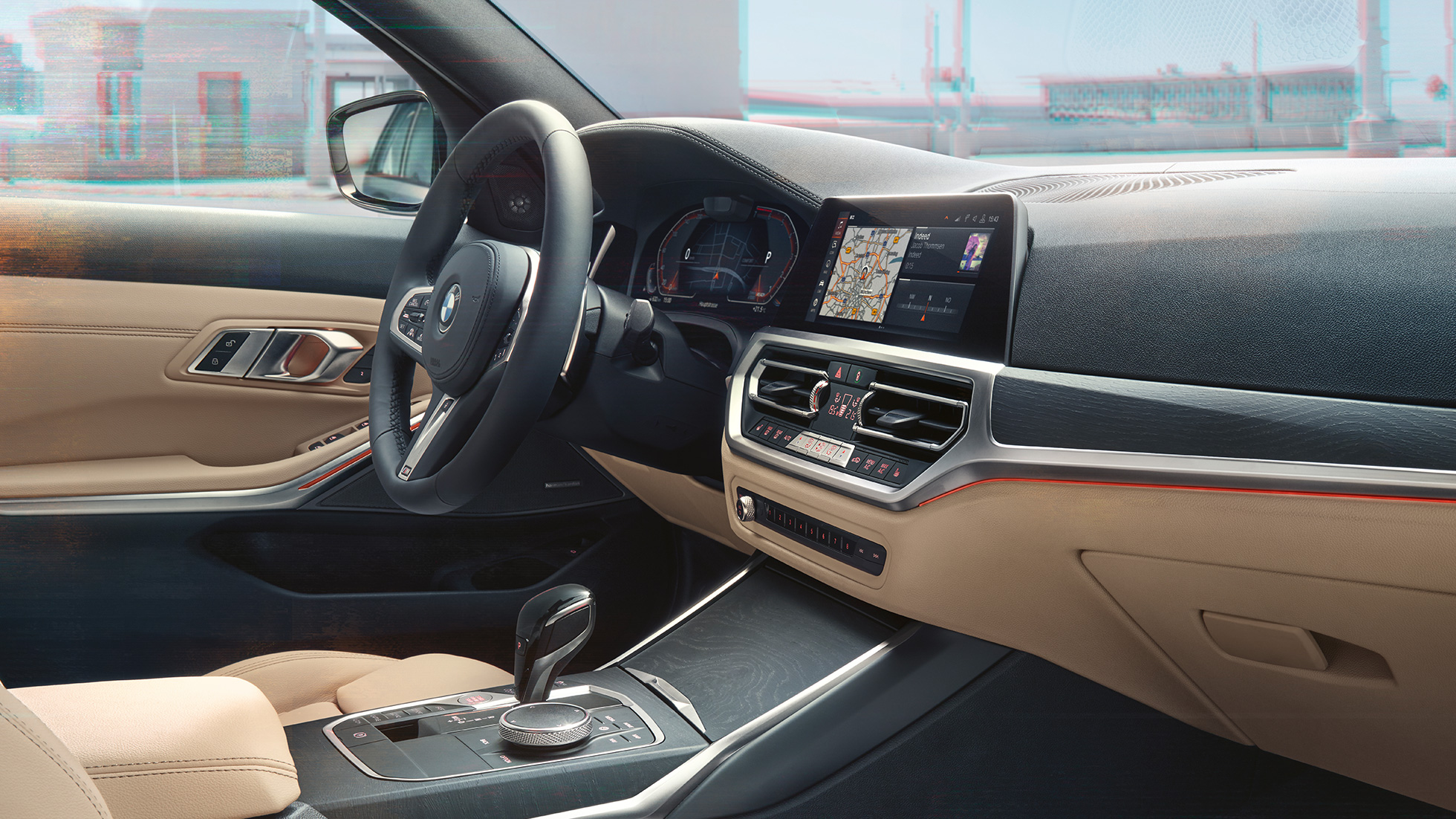 BMW řady 3 Touring, záběr na interiér BMW řady 3 Touring, záběr na interiér od sedadla spolujezdce