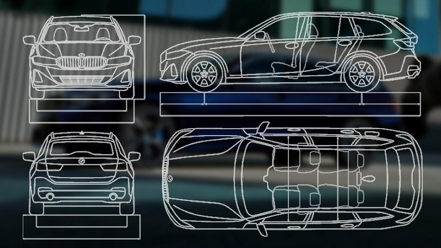 BMW řady 3 Touring LCI G21 technické údaje skica BMW řady 3 Touring LCI G21 technické údaje skica
