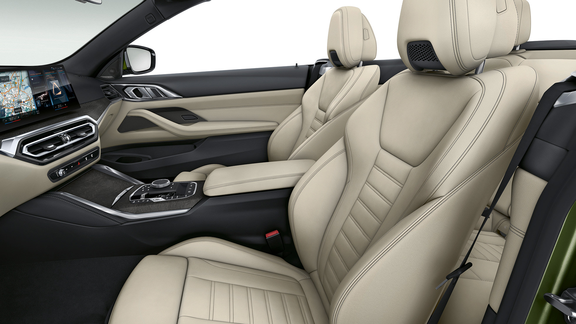 Sportovní sedadla BMW řady 4 Cabrio Model M Sport G23 2020 Sportovní sedadla čalouněná exkluzivní kůží BMW řady 4 Cabrio G23 2020 Model M Sport interiér