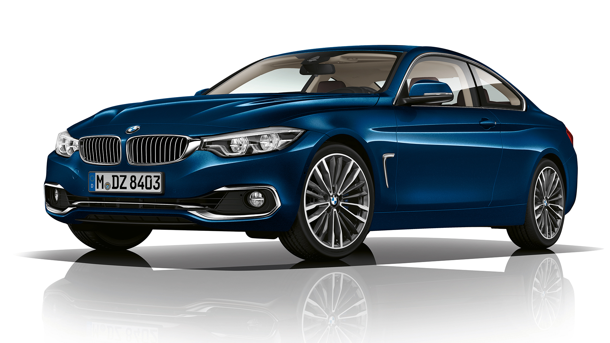BMW řady 4 Coupé, tříčtvrteční pohled zpředu na model Luxury Line BMW řady 4 Coupé, tříčtvrteční pohled zpředu na model Luxury Line