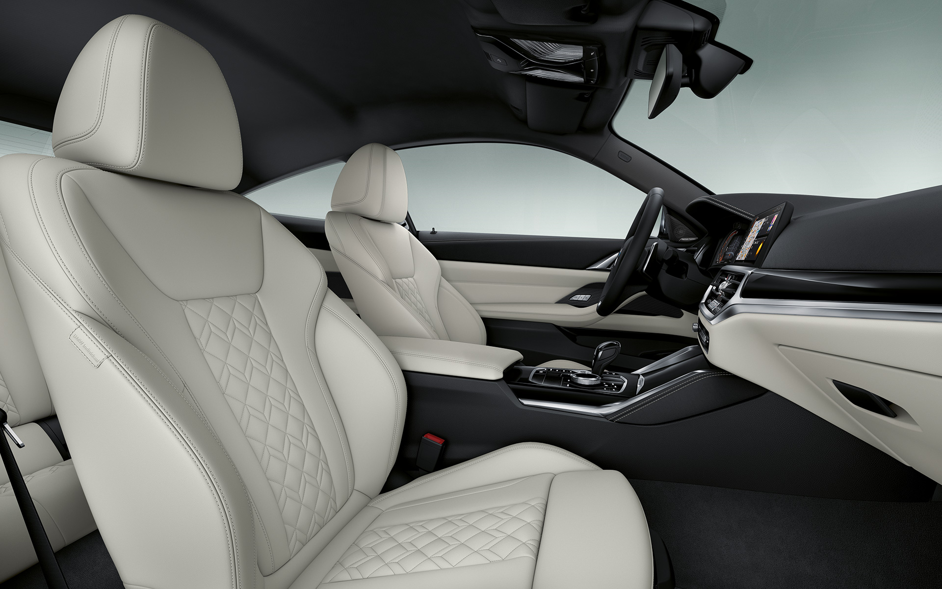 BMW Individual rozšířené kožené čalounění Merino Ivory White (bílá) BMW řady 4 Coupé 2020 palubní deska BMW Individual rozšířené kožené čalounění Merino Ivory White (bílá) BMW řady 4 Coupé Individual 2020