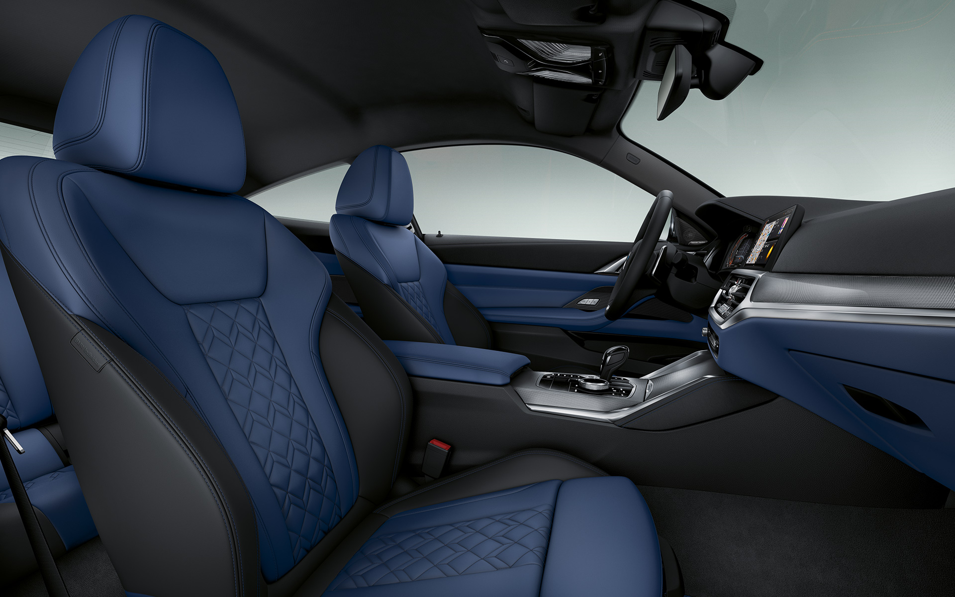 BMW Individual rozšířené kožené čalounění Merino Fjord Blue/Black (modrá/černá) BMW řady 4 Coupé Individual 2020 G22 BMW Individual rozšířené kožené čalounění Merino Fjord Blue/Black (modrá/černá) BMW řady 4 Coupé Individual 2020 G22