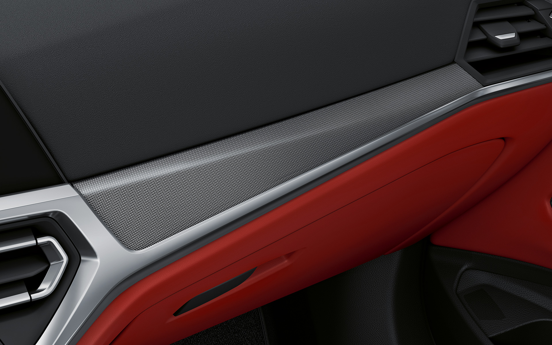 Obložení interiéru v lesklém provedení Aluminium fabric BMW řady 4 Coupé Individual G22 2020 interiér Obložení interiéru v lesklém provedení Aluminium fabric s akcentními prvky v provedení Pearl Chrome BMW řady 4 Coupé Individual G22 2020 interiér
