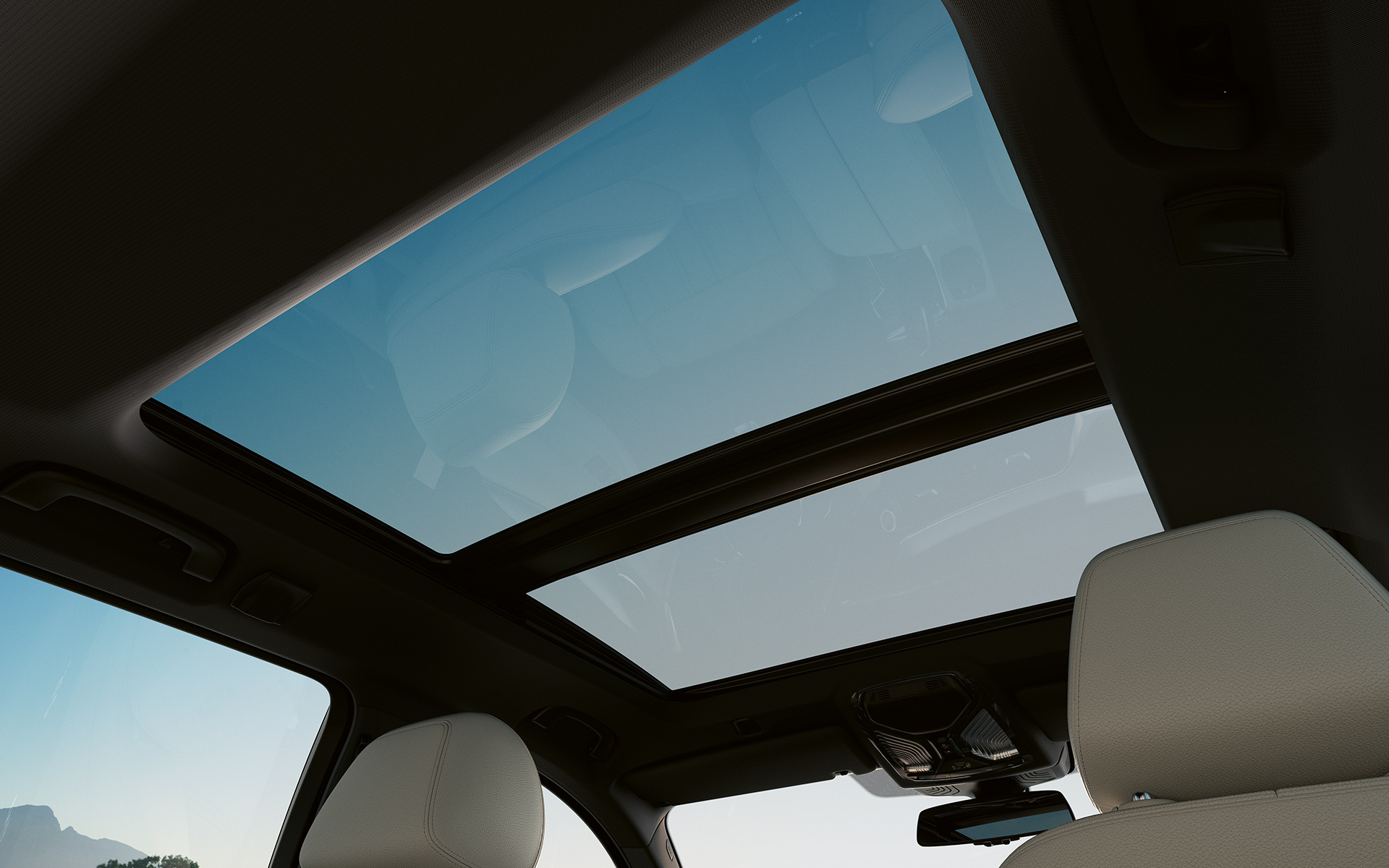 Panoramatická skleněná střecha BMW řady 5 Touring G31 LCI Panoramatická skleněná střecha BMW řady 5 Touring G31 Facelift 2020 (šedá) interiér