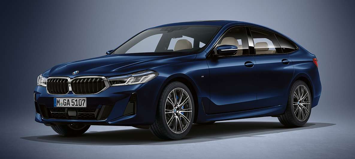 BMW Individual metalický lak Tansanite Blue (modrá) BMW řady 6 Gran Turismo G32 2020 BMW Individual metalický lak Tansanite Blue (modrá) BMW řady 6 Gran Turismo G32 2020 statický tříčtvrteční pohled zepředu