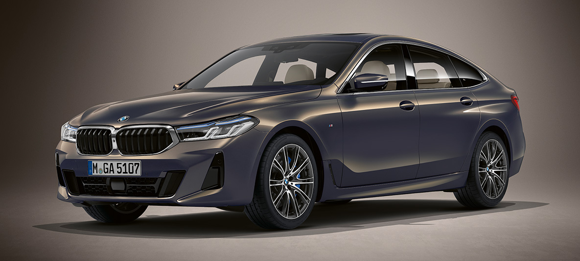 BMW Individual metalický lak Tansanite Blue (modrá) BMW řady 6 Gran Turismo G32 2020 BMW Individual metalický lak Tansanite Blue (modrá) BMW řady 6 Gran Turismo G32 2020 statický tříčtvrteční pohled zepředu