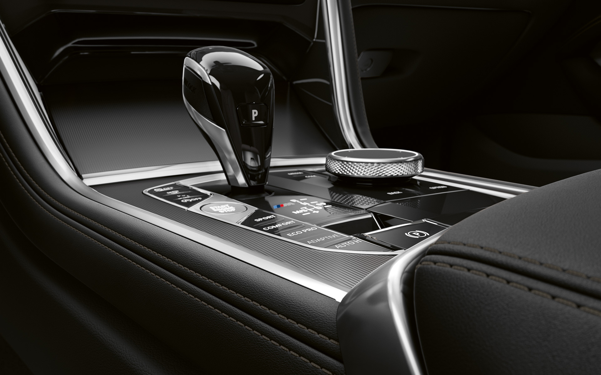 BMW řady 8 Coupé, středová konzola Detail na středovou konzolu BMW řady 8 Coupé.