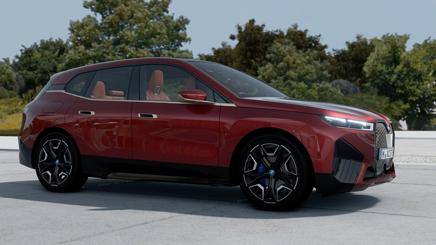 BMW iX i20 2021 elektrické SUV exteriér Aventurin Red BMW iX i20 2021 elektrické SUV exteriér Aventurin Red