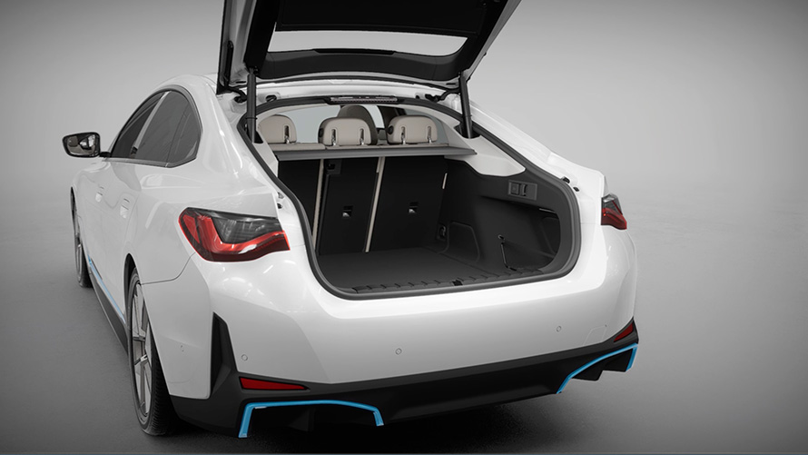 Zavazadlový prostor a páté dveře BMW i4 G26 2021 Zavazadlový prostor a páté dveře BMW i4 G26 2021