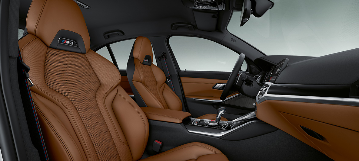 BMW Individual celokožené čalounění Merino Tartufo (hnědá) BMW M3 Sedan 2020 G80 interiér BMW Individual celokožené čalounění Merino Tartufo (hnědá) BMW M3 Sedan G80 2020 interiér