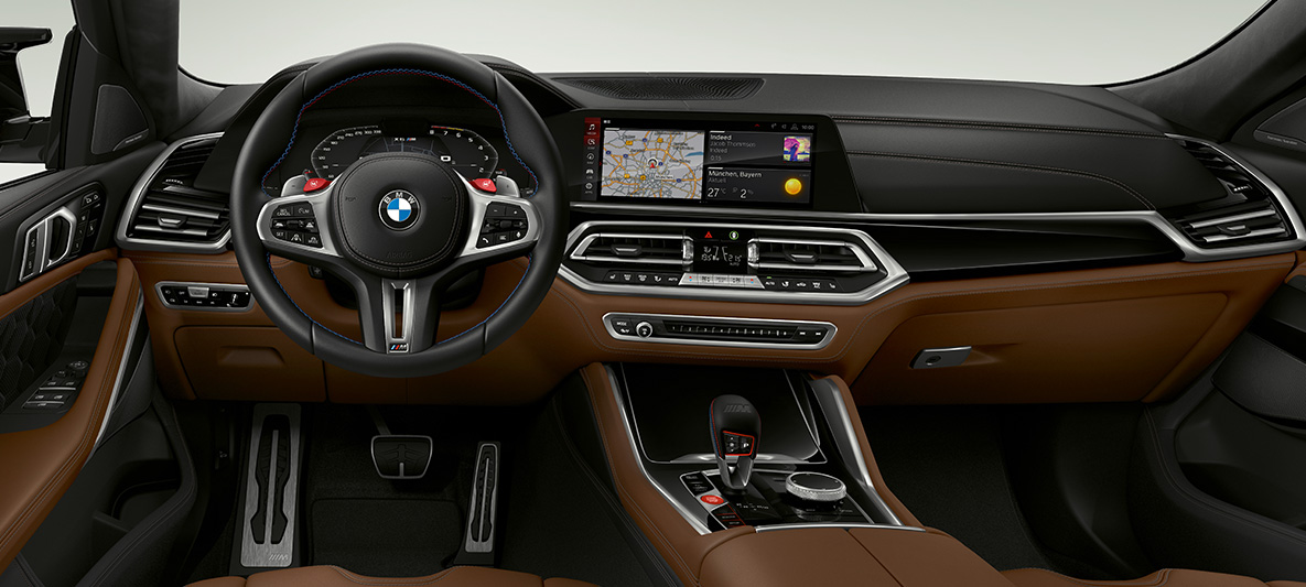 M kožený volant BMW X6 M F96 M kožený volant s kontrastním prošíváním BMW X6 M F96 2020 SUV palubní deska