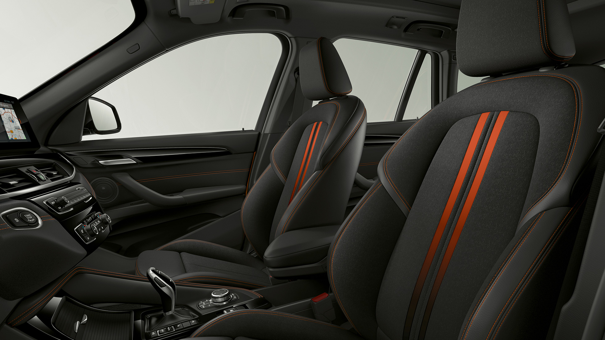 BMW X1, Model Sport Line, čalounění BMW X1, Model Sport Line, interiér s detailním pohledem čalounění