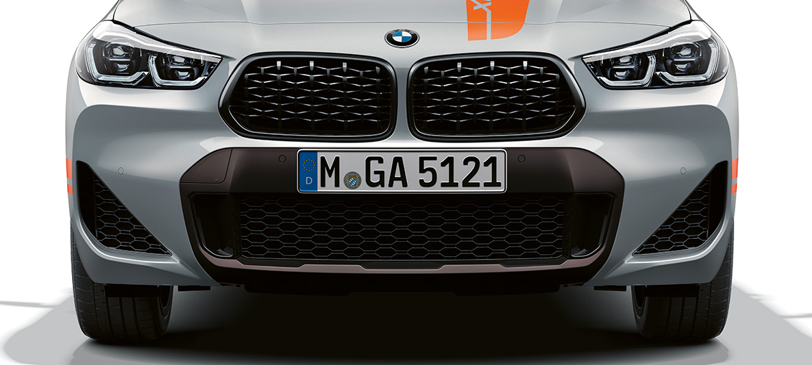 Dvojitá maska chladiče BMW X2 F39 BMW X2 2020 F39 Brooklyn Grey (šedá) pohled zepředu Dvojitá maska chladiče