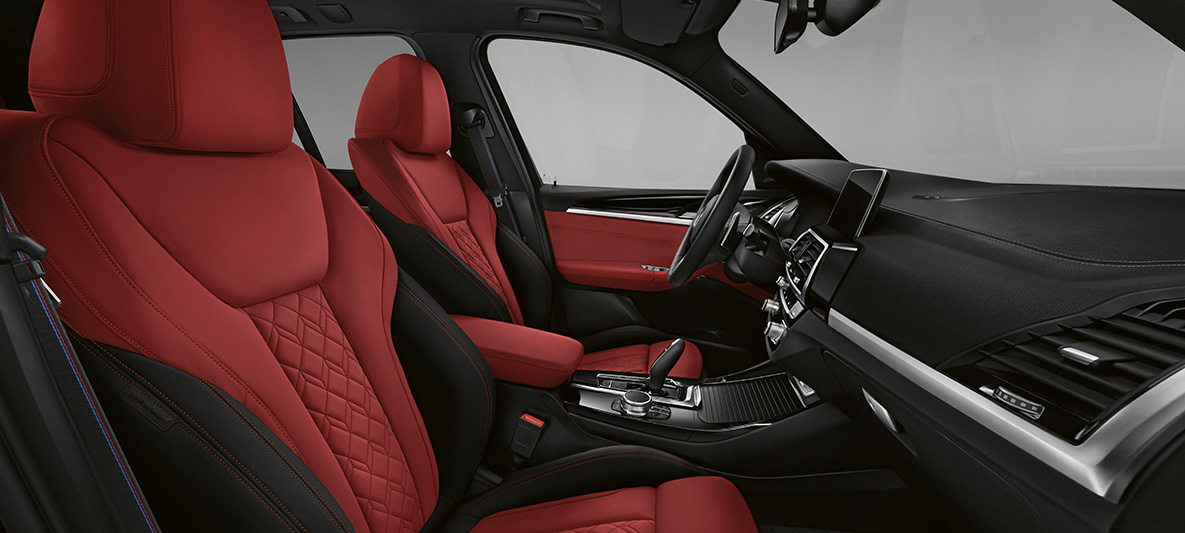 BMW X3, BMW Individual rozšířené kožené čalounění Merino v provedení červená Fiona Red/černá BMW X3, BMW Individual rozšířené kožené čalounění Merino v provedení červená Fiona Red/černá