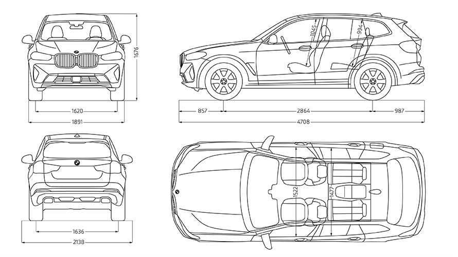 BMW X3 G01 technické údaje a skici BMW X3 G01 technické údaje a skici