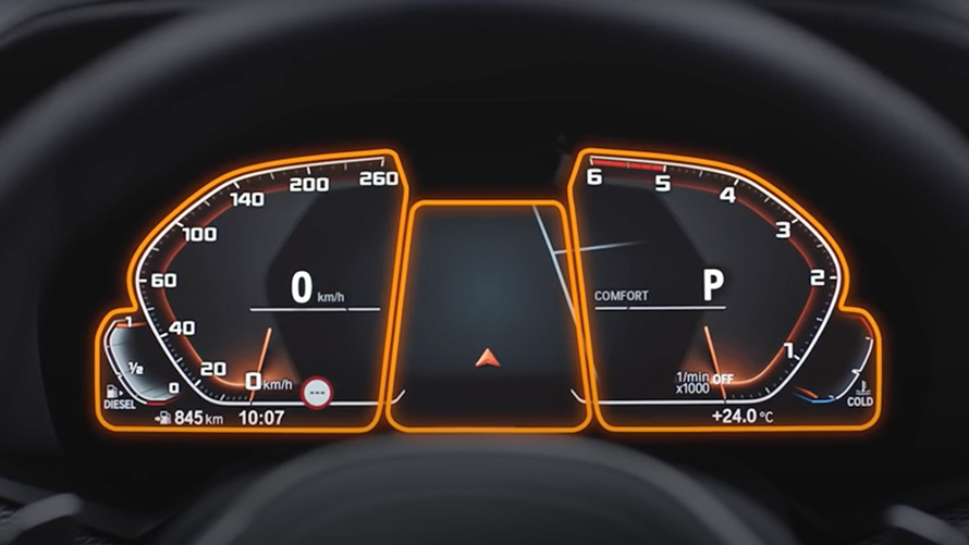 Plně digitální přístrojový panel. Plně digitální přístrojový panel.