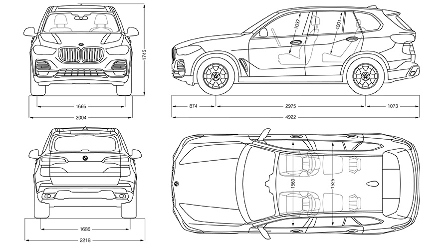 Skica BMW X5 rozměry Skica BMW X5 rozměry