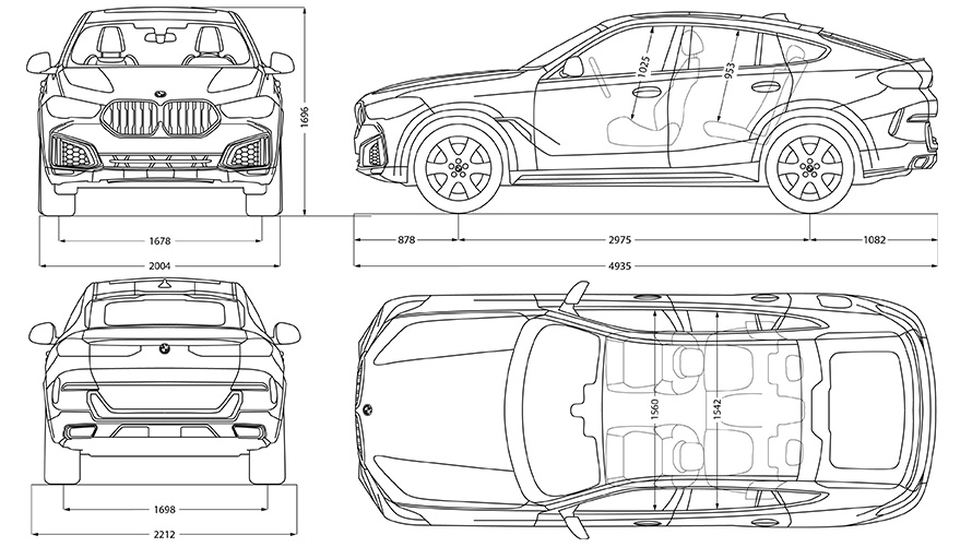 Skica BMW X6 rozměry Skica BMW X6 rozměry