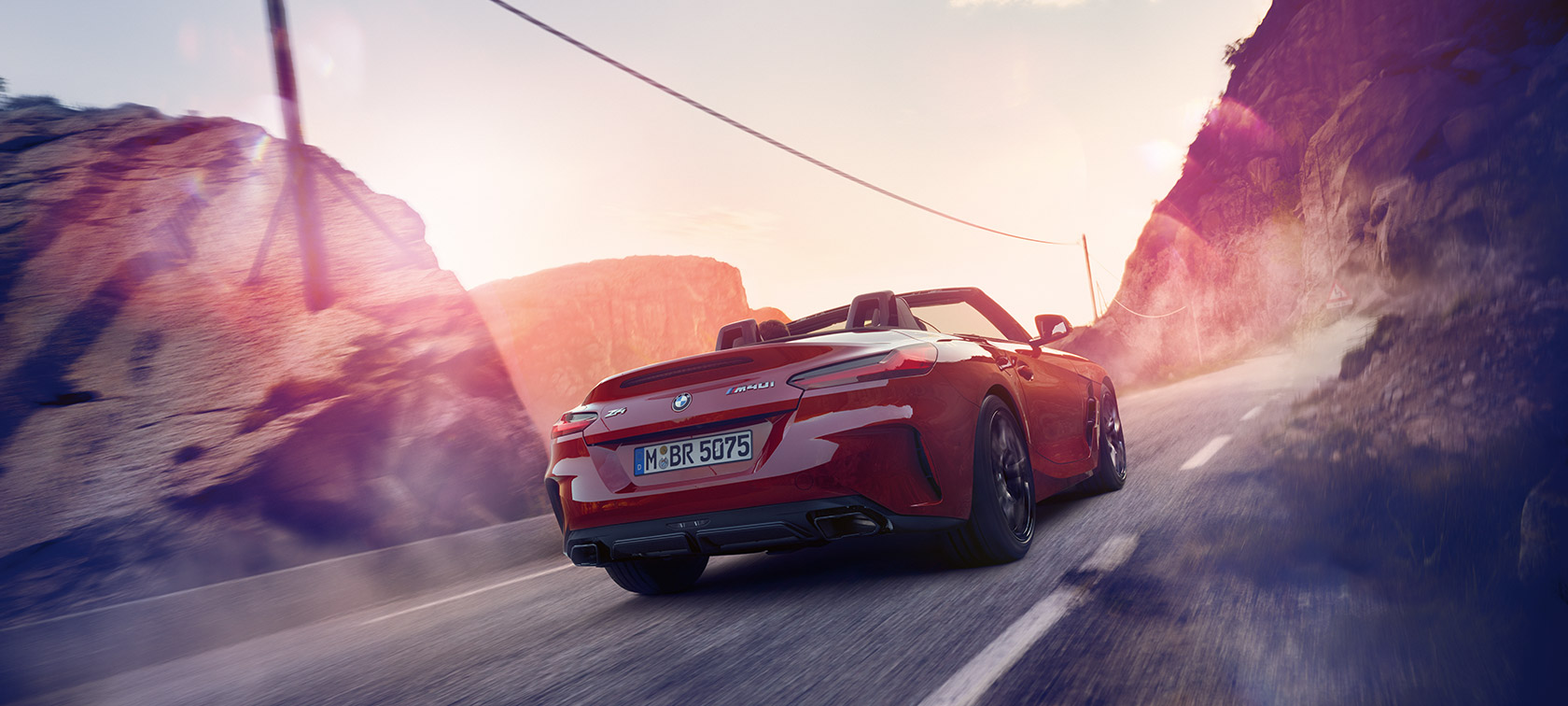 BMW Z4 Roadster jízda přes hory BMW Z4 jízda přes hory
