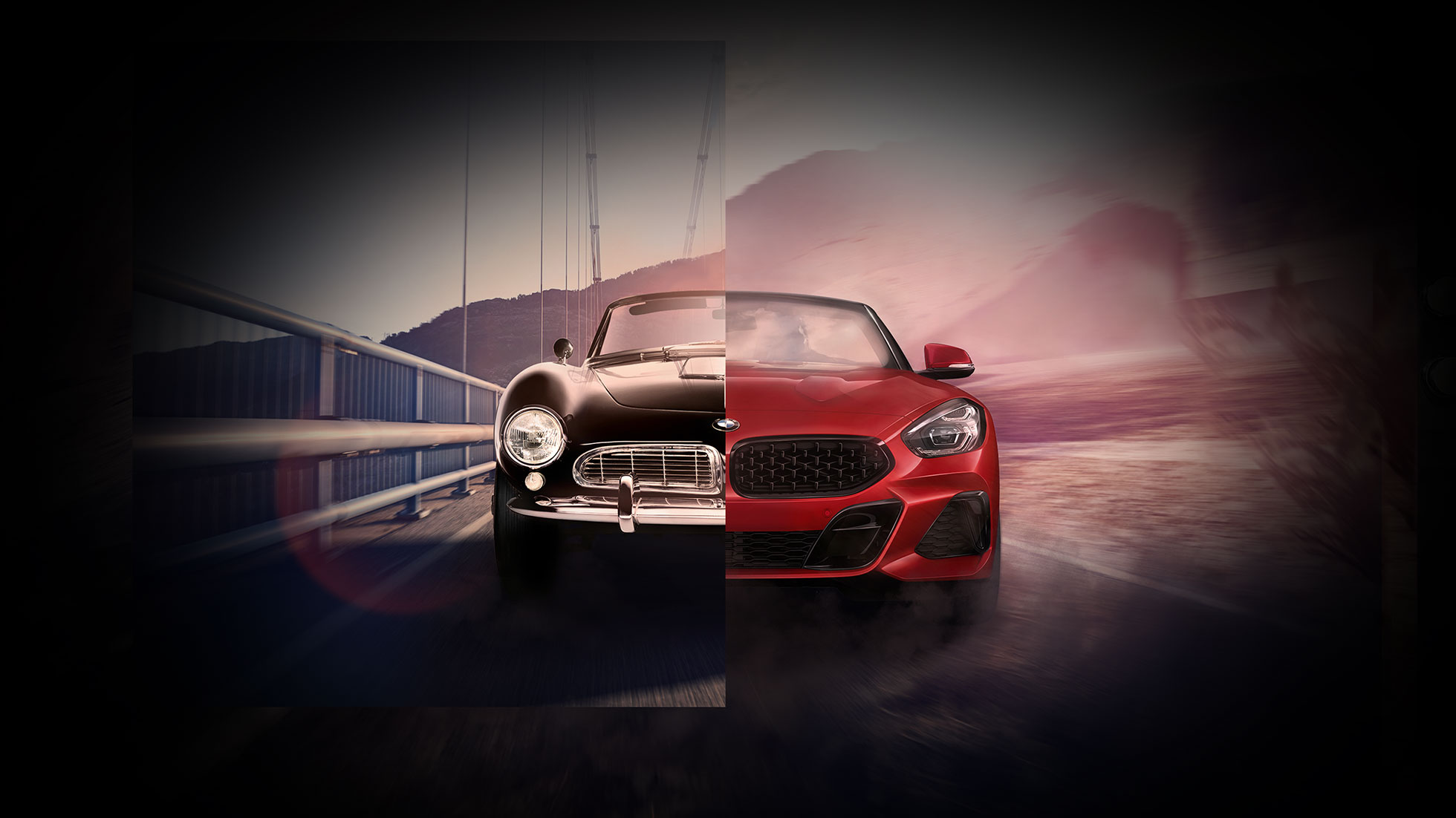 Černé BMW 507 Pohled zpředu na černé BMW 507