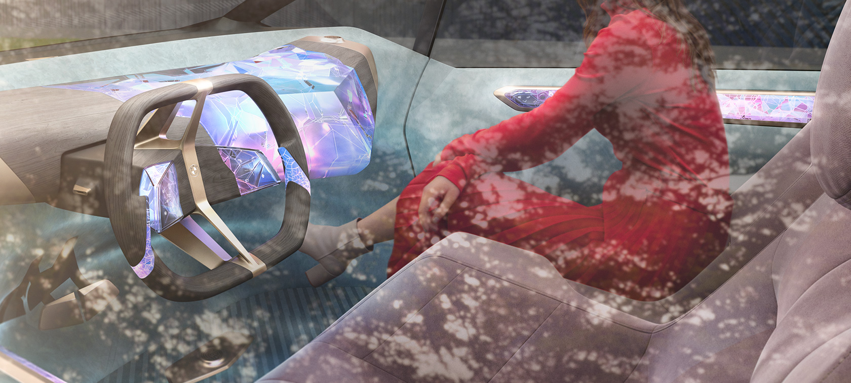 BMW i Vision Circular 2021 vnitřní design BMW i Vision Circular 2021 koncepční vůz design interiéru