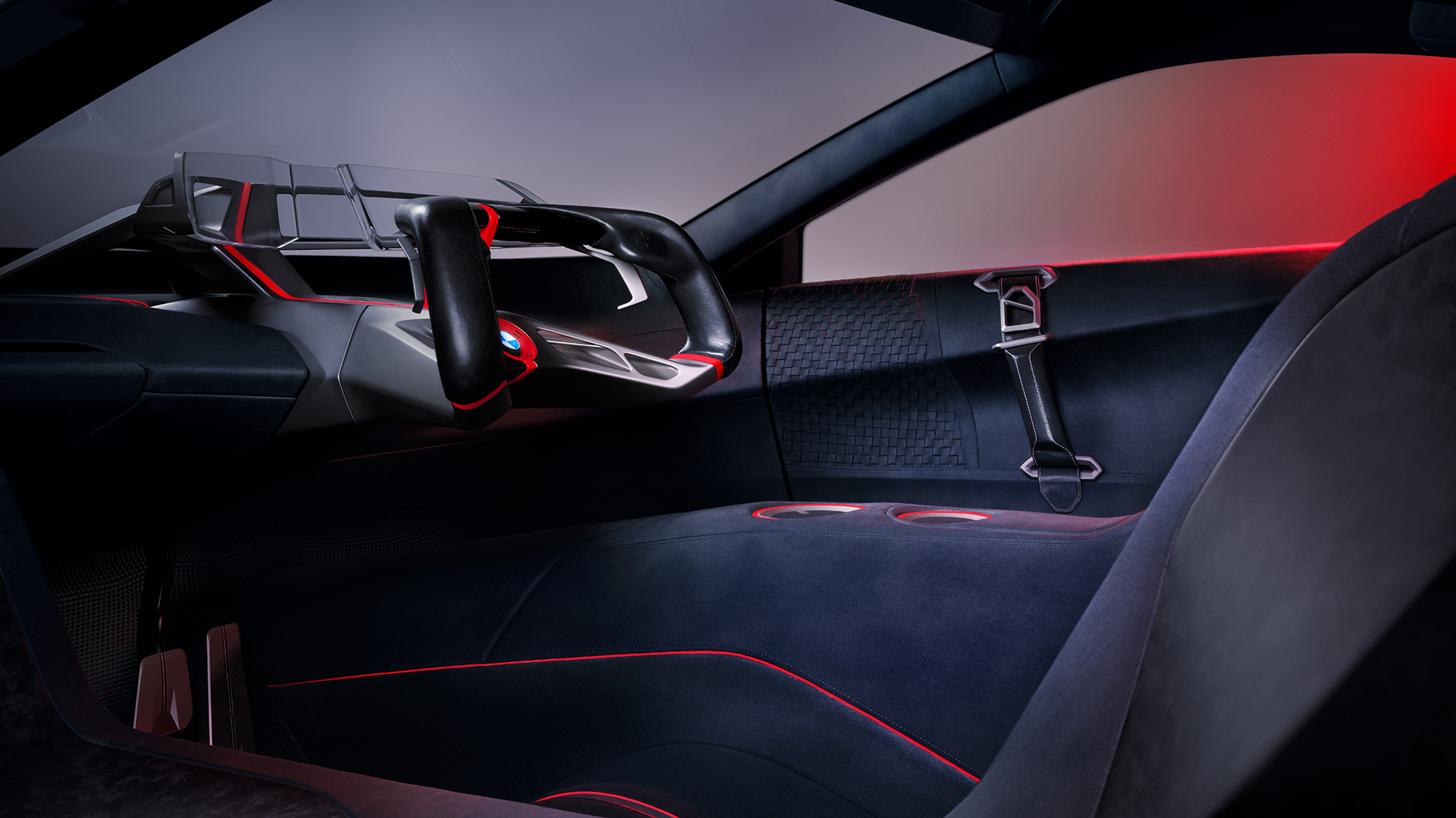 BMW Vision M NEXT, interiér BMW Vision M NEXT, interiér, design, záhyby sedadel