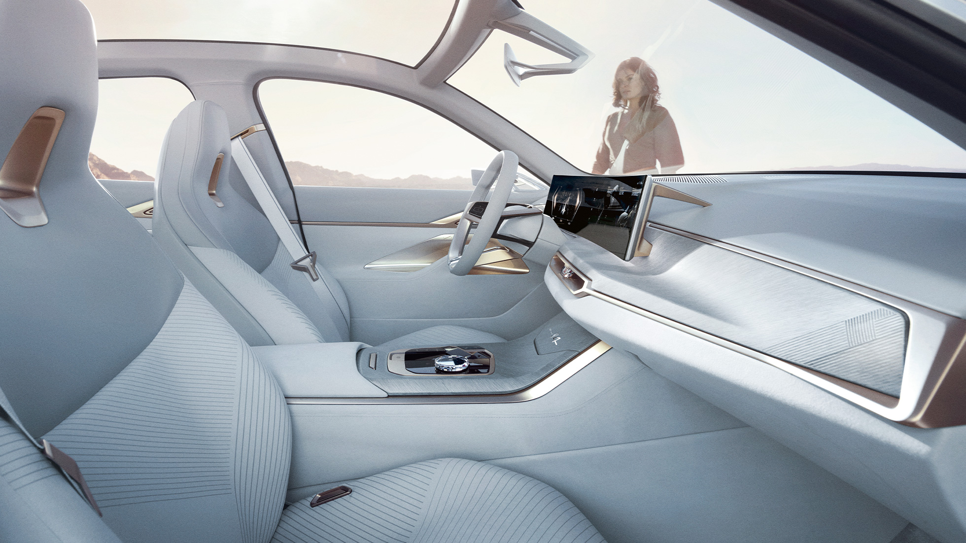 Interiér BMW Concept i4 2020 G26 Interiér BMW Concept i4 2020 G26 Elektrický vůz plně elektrické BMW Gran Coupé