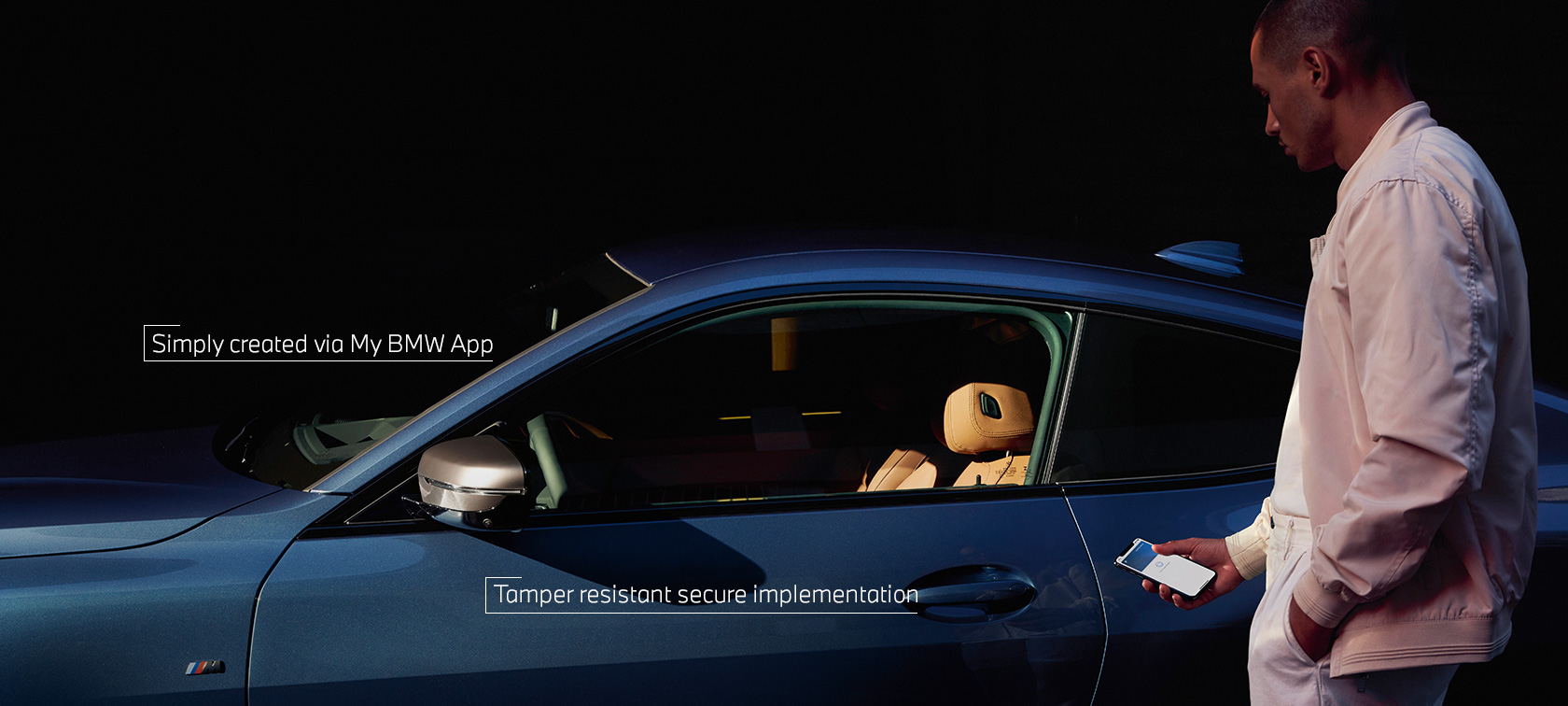 BMW Digitální klíč aplikace My BMW muž odemyká BMW svým chytrým telefonem BMW Digitální klíč aplikace My BMW muž odemyká BMW svým chytrým telefonem