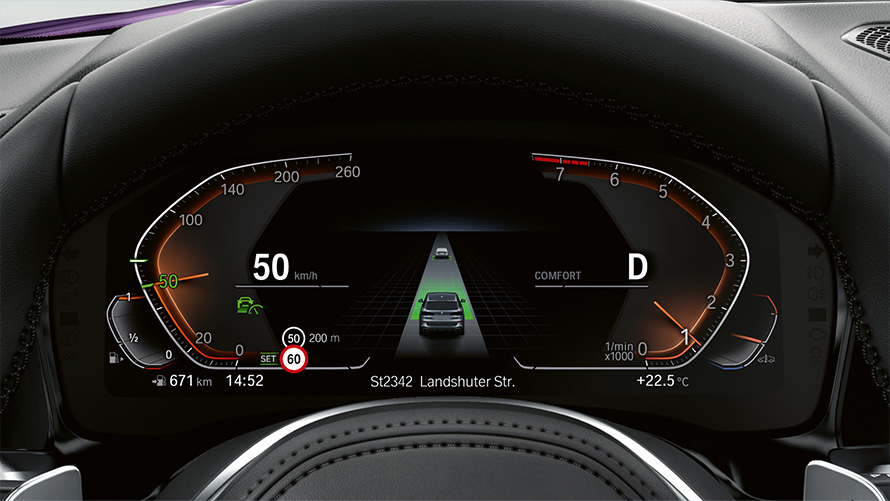 Detail na kontrolní displej se zobrazením ukazatele rychlostních limitů Remote Software Upgrade Detail na kontrolní displej se zobrazením ukazatele rychlostních limitů