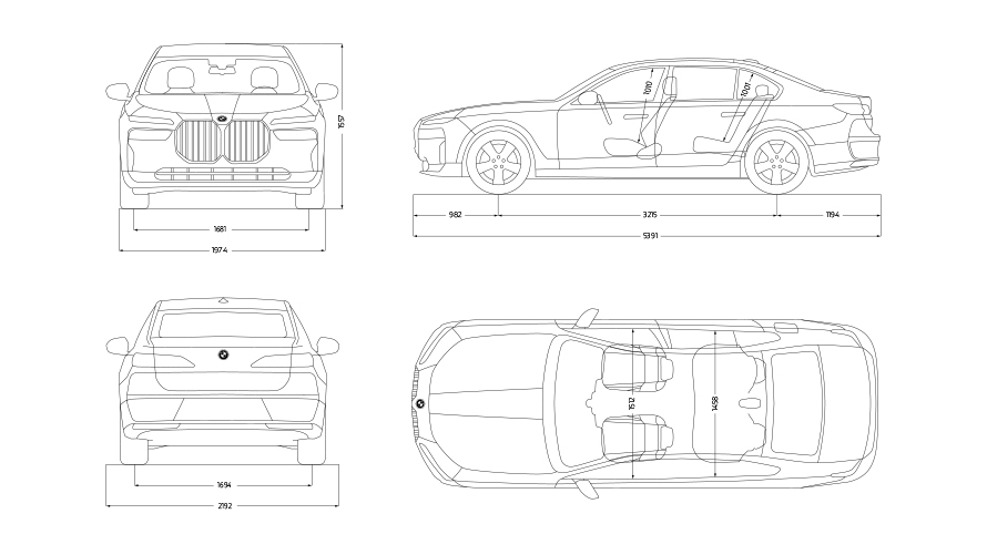 Rozměry BMW řady 7 Protection G73 Rozměry BMW řady 7 Protection G73