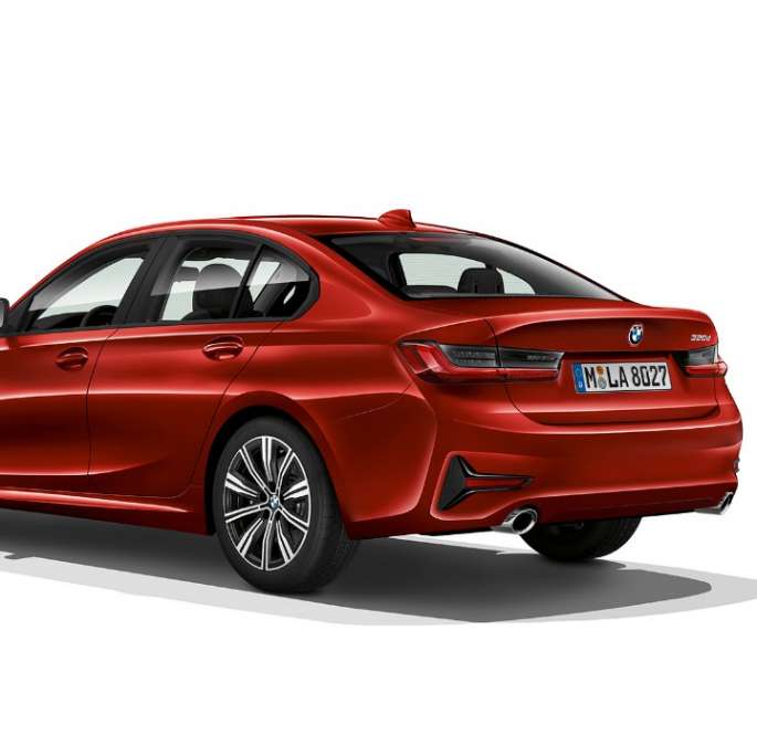 BMW řady 3 Sedan, zadní část Modelu Advantage Zadní tříčtvrteční pohled na BMW řady 3 Sedan v provedení Model Advantage.